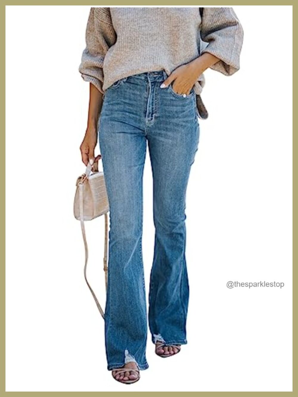 High Waisted Flare Bell Bottom Jeans Stretchy Wide Leg Denim Pants